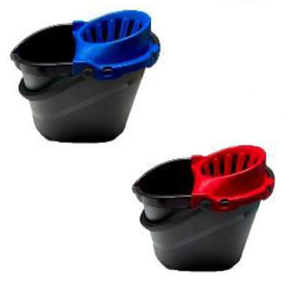 CUBO OVALADO NEGRO 15L. C/ESCURRIDOR ROJO O AZUL                                                                                                                                                                                                          
